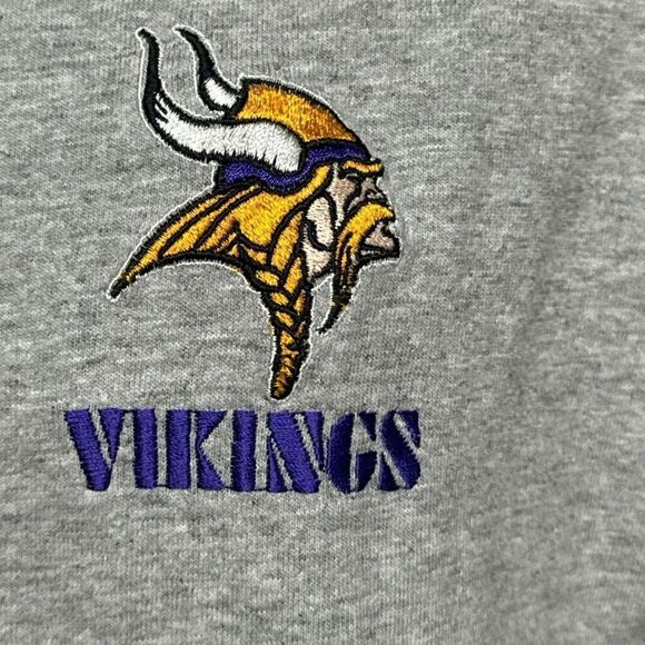 MN Vikings Polo Shirt Mens Size Medium Collared Embroidered Logo Heather Gray - Picture 2 of 4